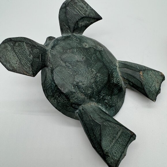 Vintage Hand Carved Wood Sea Turtle Trinket Box or Ashtray Removable Top - Picture 7 of 8